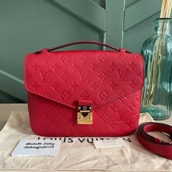 ❌SOLD❌Louis Vuitton Pochette Metis Empreinte Red Cerise Leather Bag DU0198 - Picture 15 of 15
